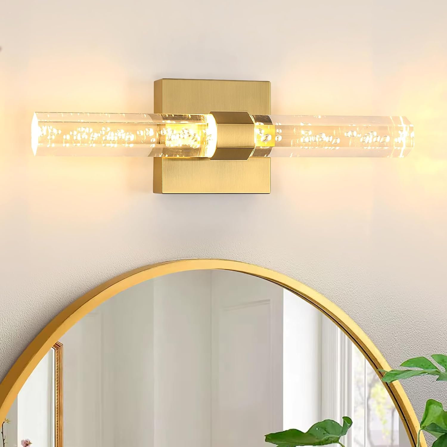 Wall Light - Gold Acrylic Frame, Warm Light