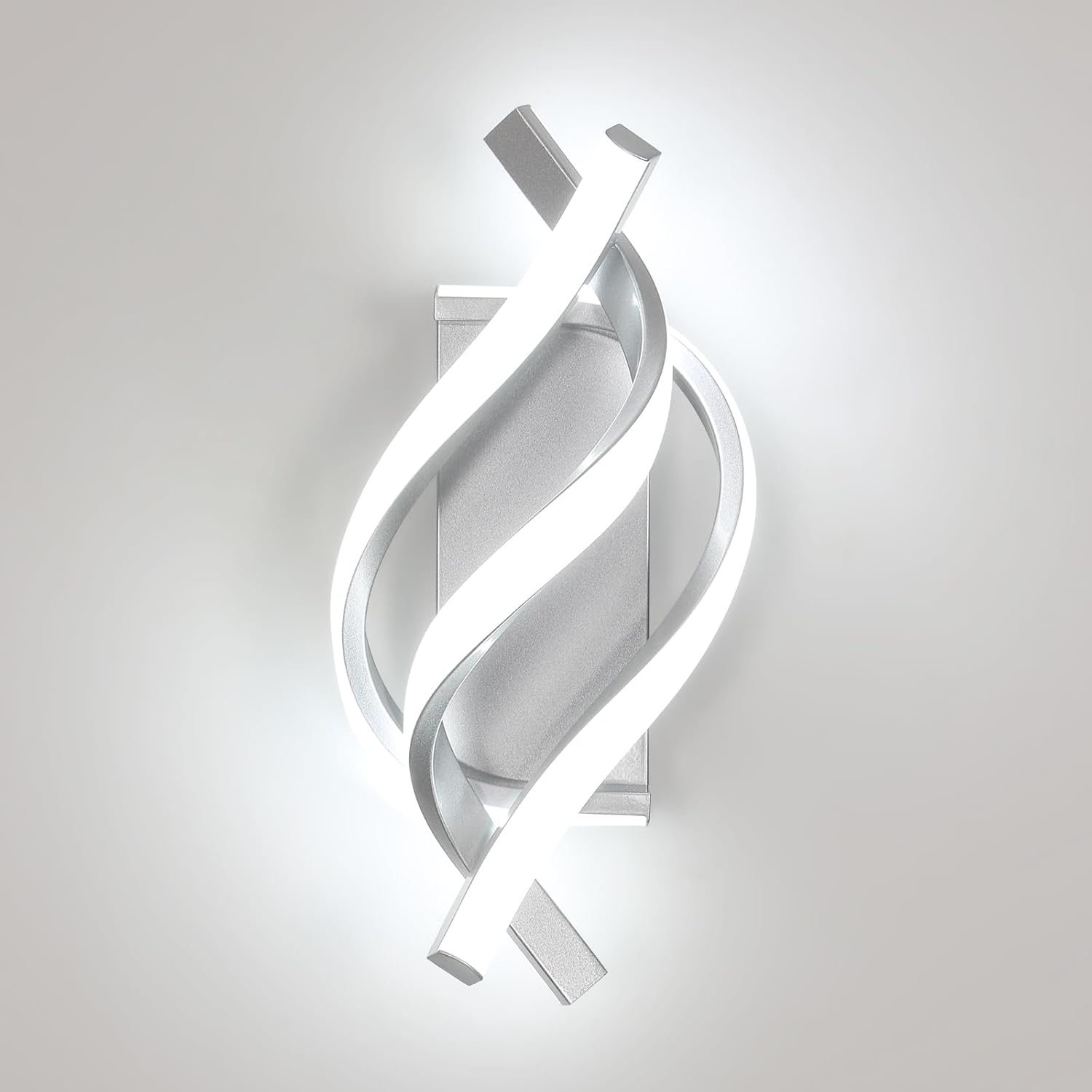 Applique - Telaio in Alluminio Argento, Luce Bianca