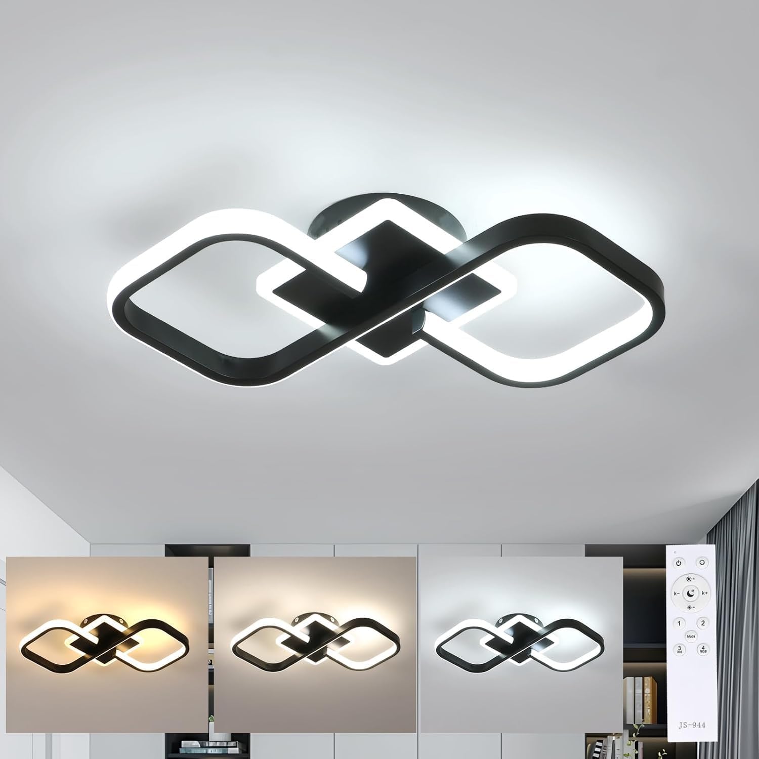 Ceiling Light - Black Acrylic Frame, Tunable and Dimmable
