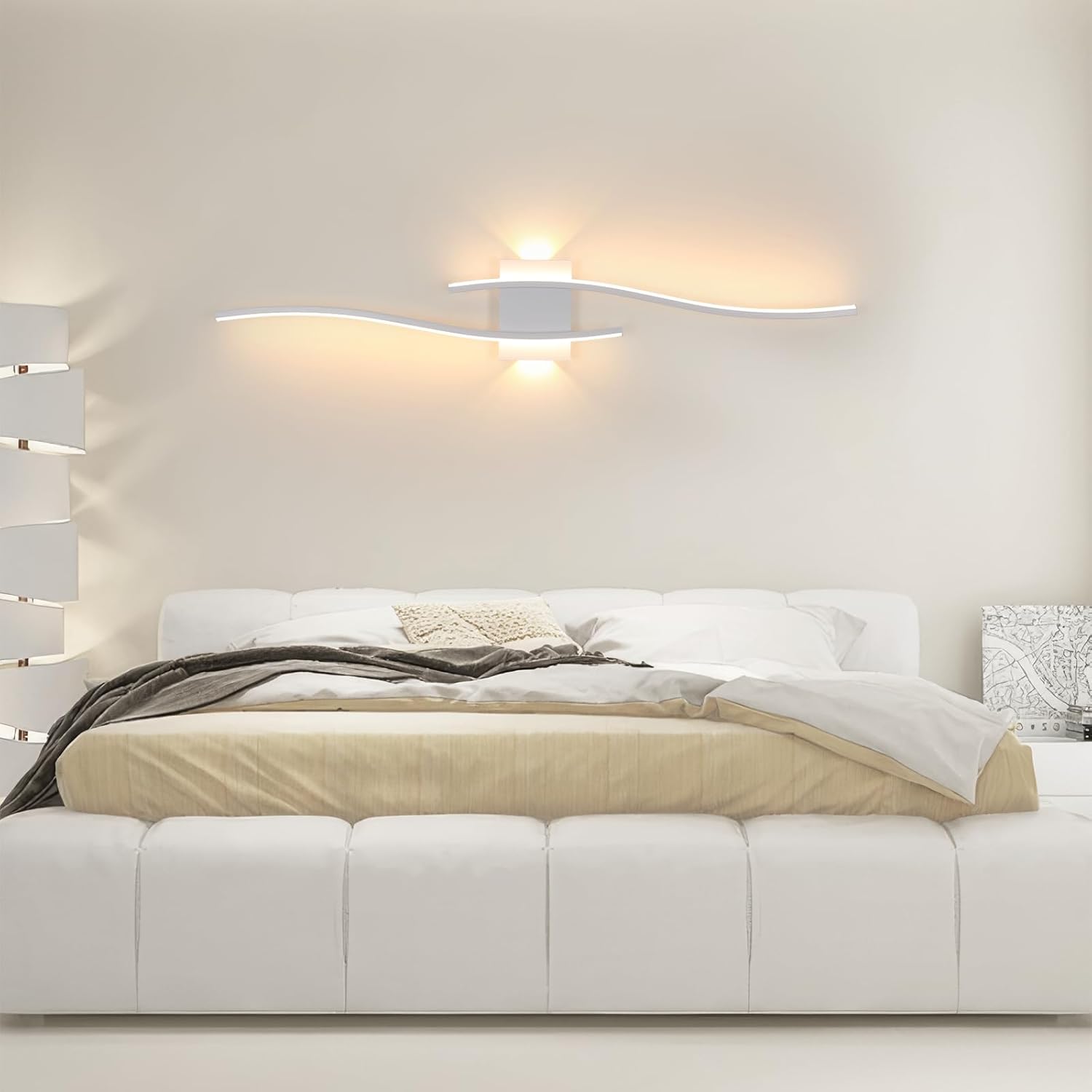 Applique da parete - Telaio in alluminio bianco, Luce calda