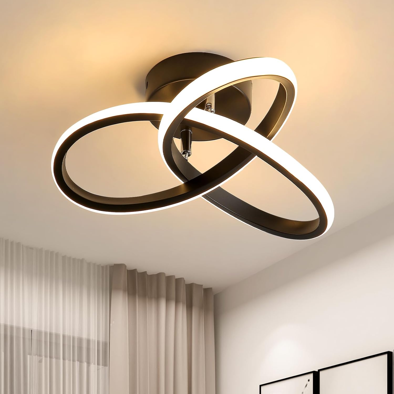 Ceiling Light - Black Aluminium Frame, Warm Light