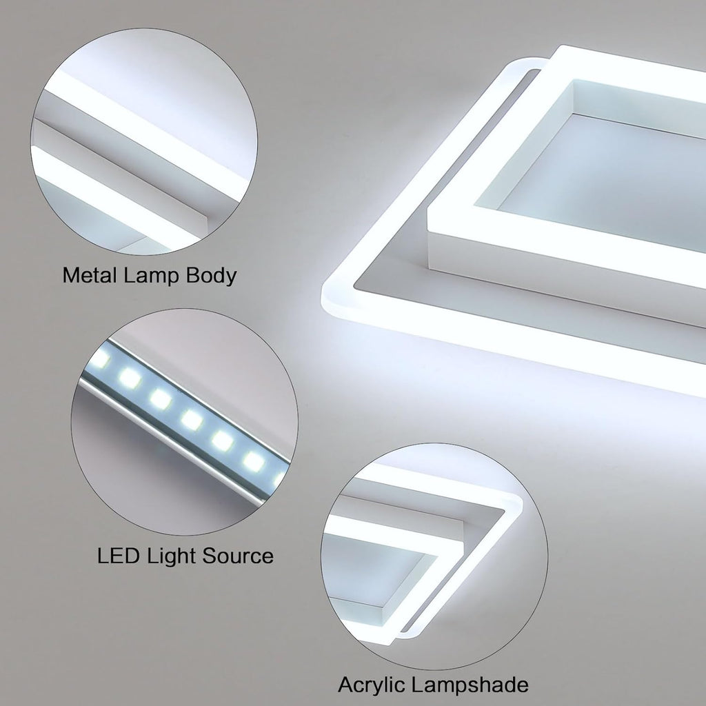 Ceiling Light - White Acrylic Frame, White Light