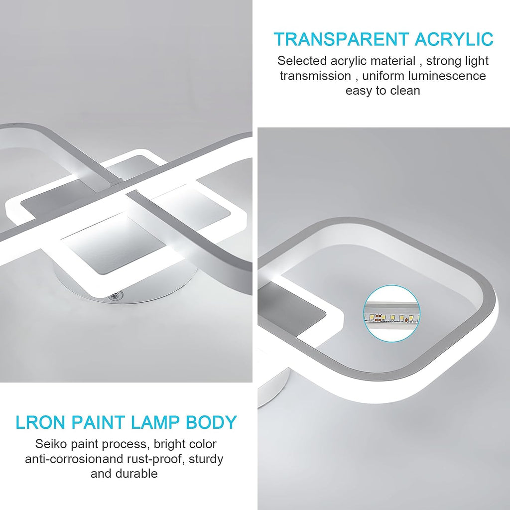 Comely Plafonnier LED Carré Moderne, 36W 4050LM 40.5cm Lampe de Plafond LED, Acrylique Luminaire Plafonnier Intérieur Blanc pour Chambre à Coucher, Salon, Couloir, Lumière Blanche Froide 6500K