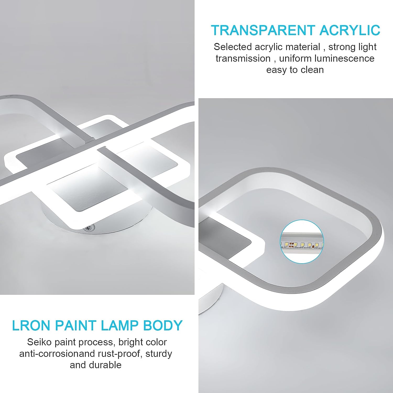 Comely Plafonnier LED Carré Moderne, 36W 4050LM 40.5cm Lampe de Plafond LED, Acrylique Luminaire Plafonnier Intérieur Blanc pour Chambre à Coucher, Salon, Couloir, Lumière Blanche Froide 6500K