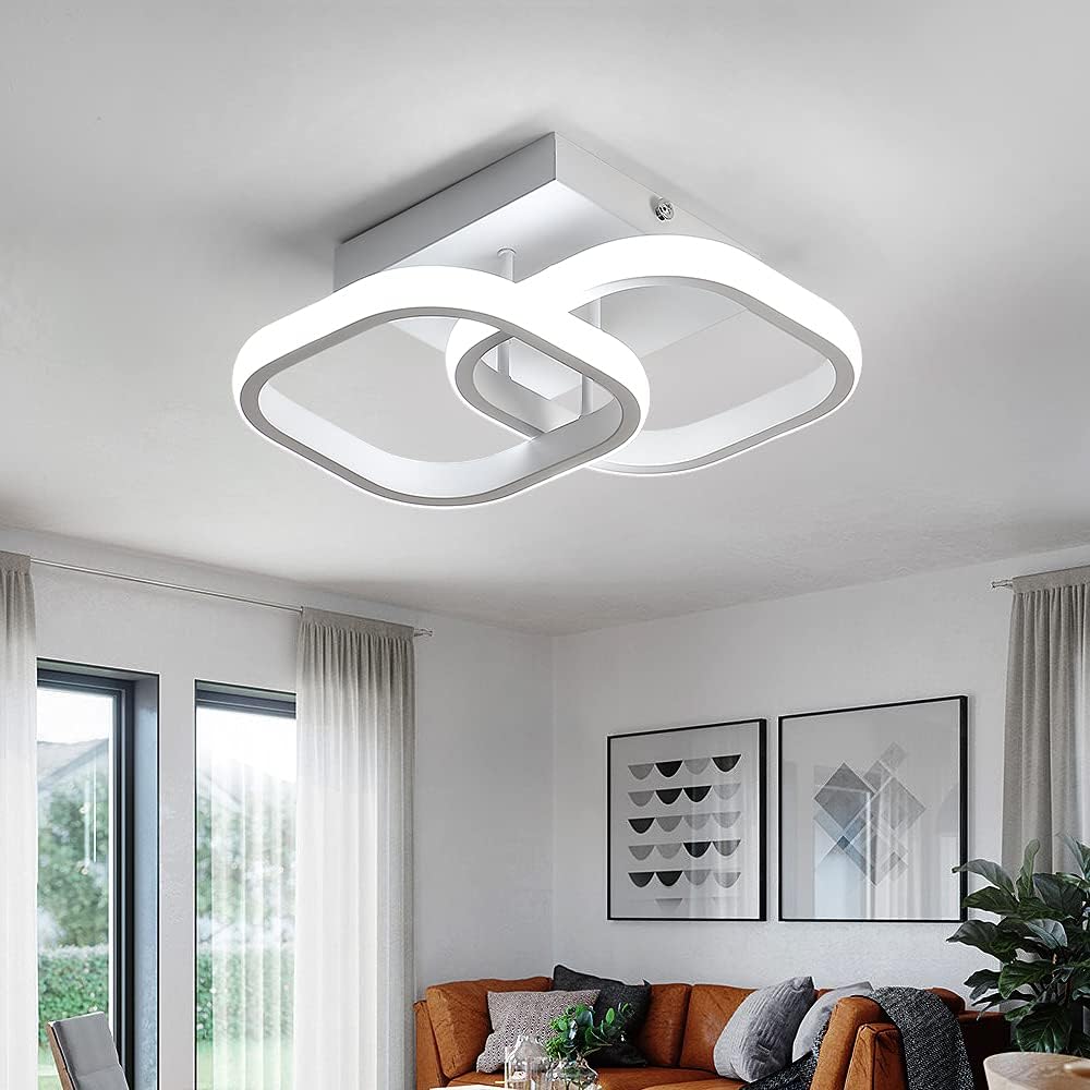 Comely Lot de 2 Plafonniers LED Modernes, 24W 2700LM Petit Plafonnier LED Carré Blanc Froid 6500K Luminaires Intérieur pour Chambre Salon Allée Couloir Balcon Escalier Entrée