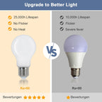 LED Light Bulbs - White Glass Frame, Warm Light