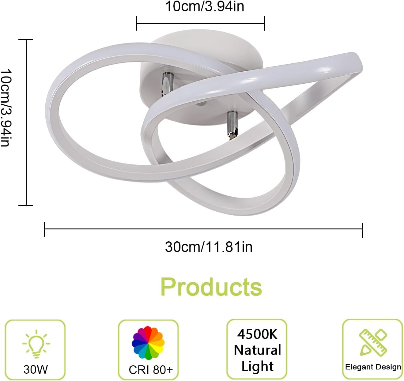Plafoniera - Struttura in alluminio bianco, luce naturale