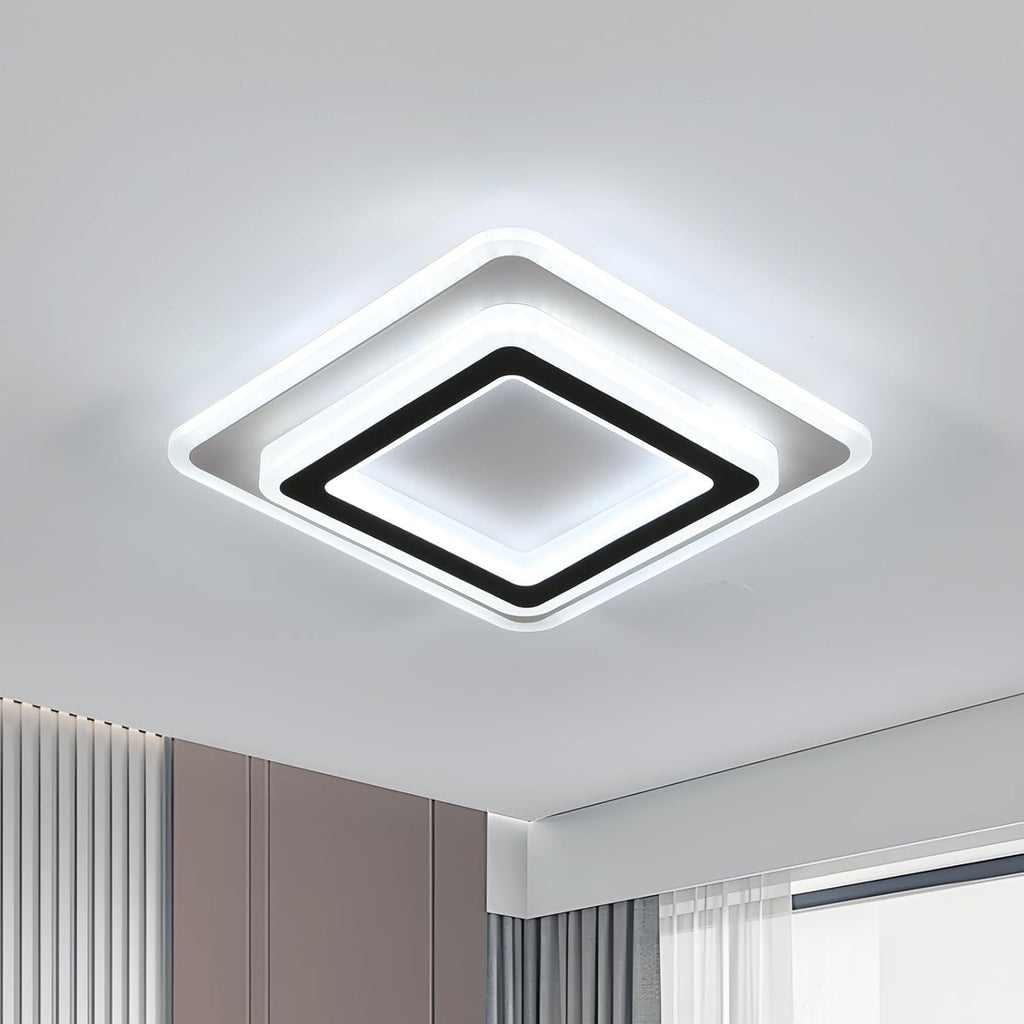 Ceiling Light - Black & White Acrylic Frame, White Light