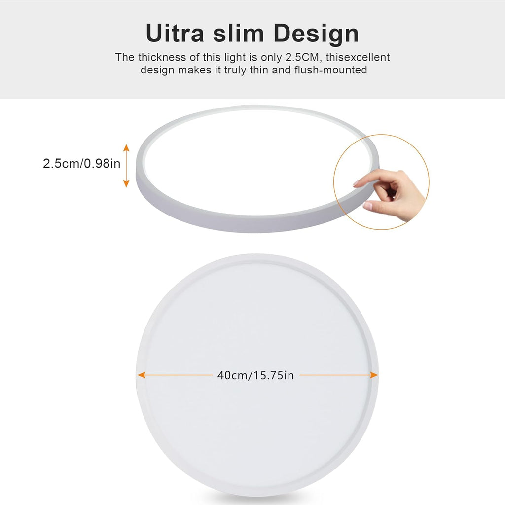 Ceiling Light - White Plastic Frame, White Light