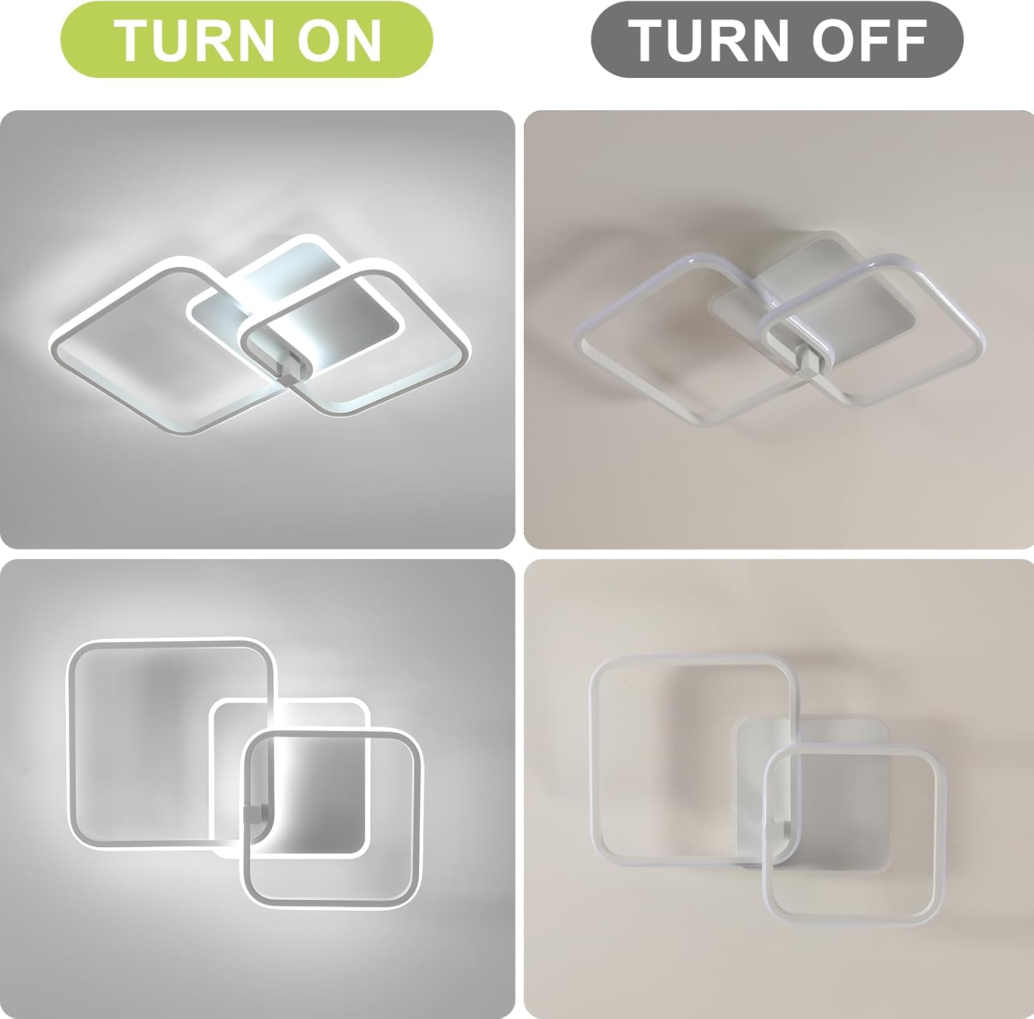 Ceiling Light - White Acrylic Frame, White Light