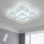Comely Plafonnier LED Dimmable, Blanc 5 Carré 57W 6400LM Lampe de Plafond LED avec Télécommande 3000K-6500K, Luminaire Plafonnier Moderne pour Salon, Chambre, Salle à Manger