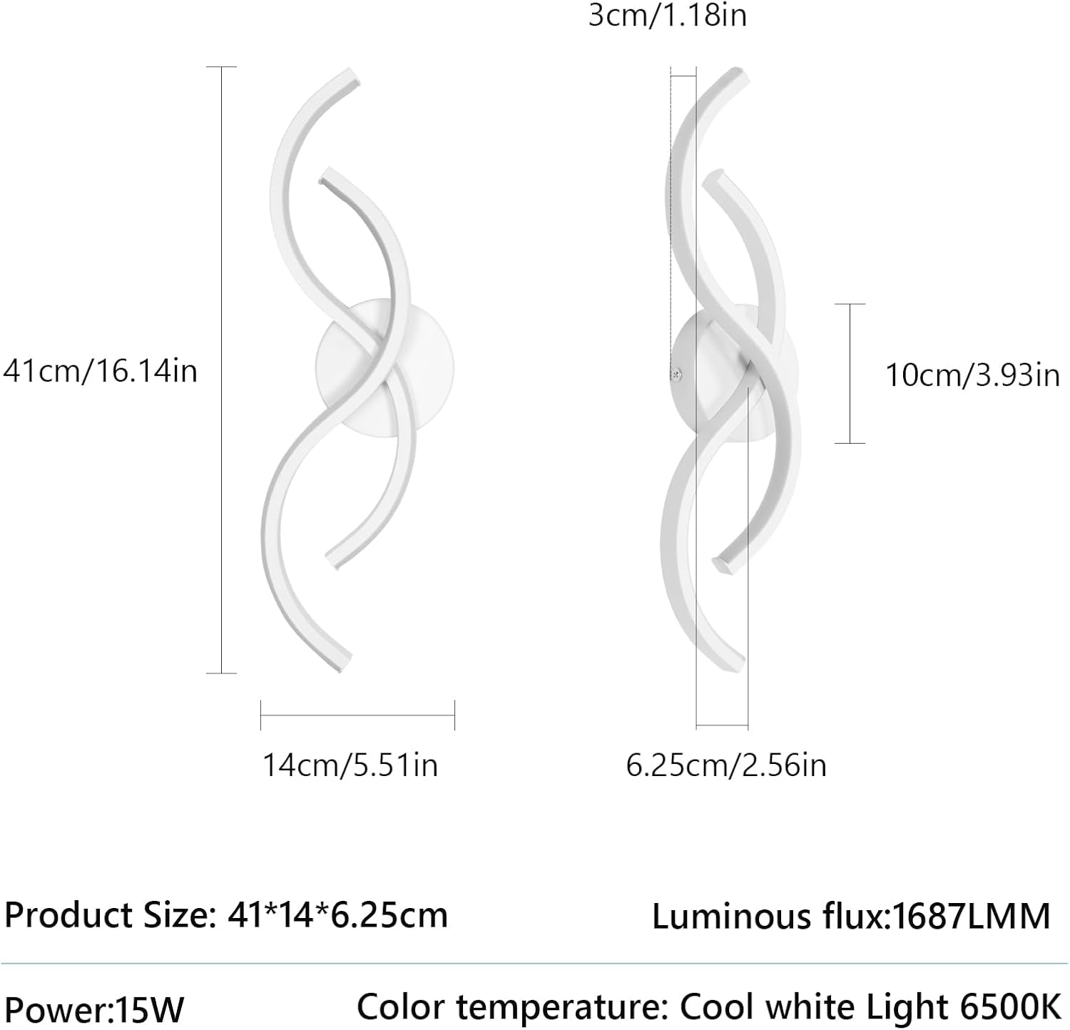 Wall Light - White Aluminium Frame, White Light