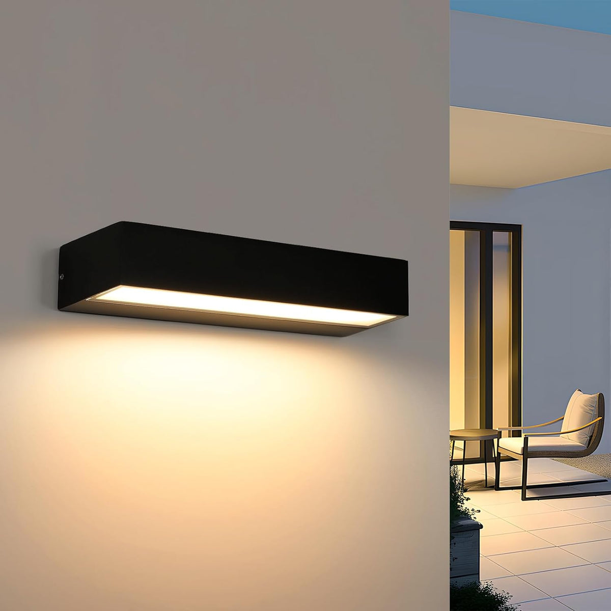 Comely 16W LED Wall Light Indoor/Outdoor, IP65 Outdoor Lamp Wall 3000K Warm White, LED Outdoor Wall Light For Garden Terrace House Wall, Black