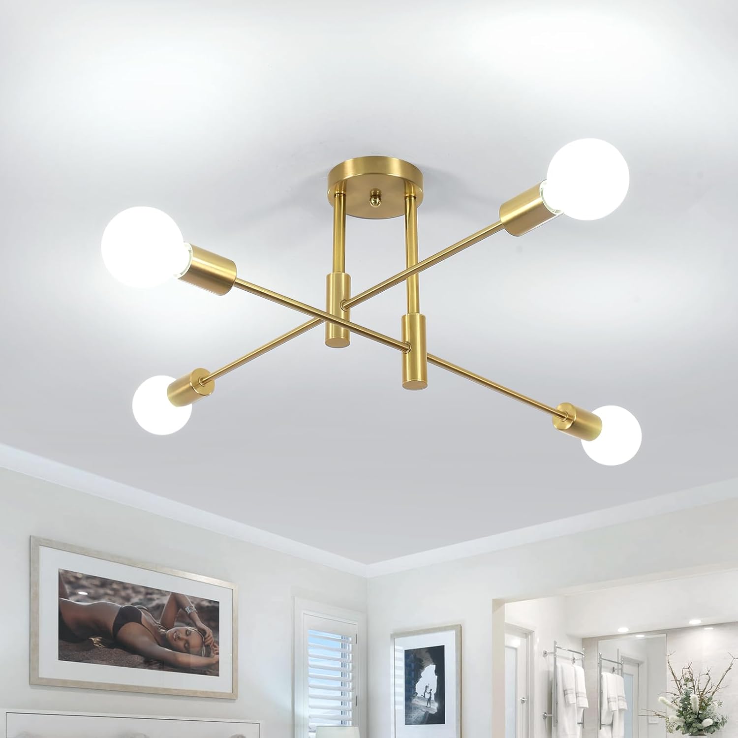 Ceiling Light - Gold Metal Frame