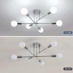 Comely Plafonnier Industriel, 6 Lumières E27 Lampe Suspension en Métal, Chrome Lampe de Plafond Rétro pour Salon, Chambre, Cuisine