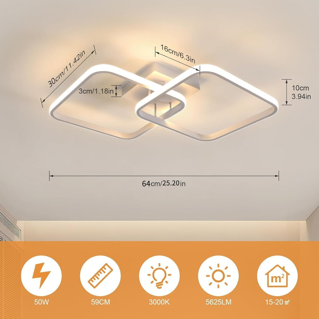 Ceiling Light - White Aluminium Frame, Warm Light