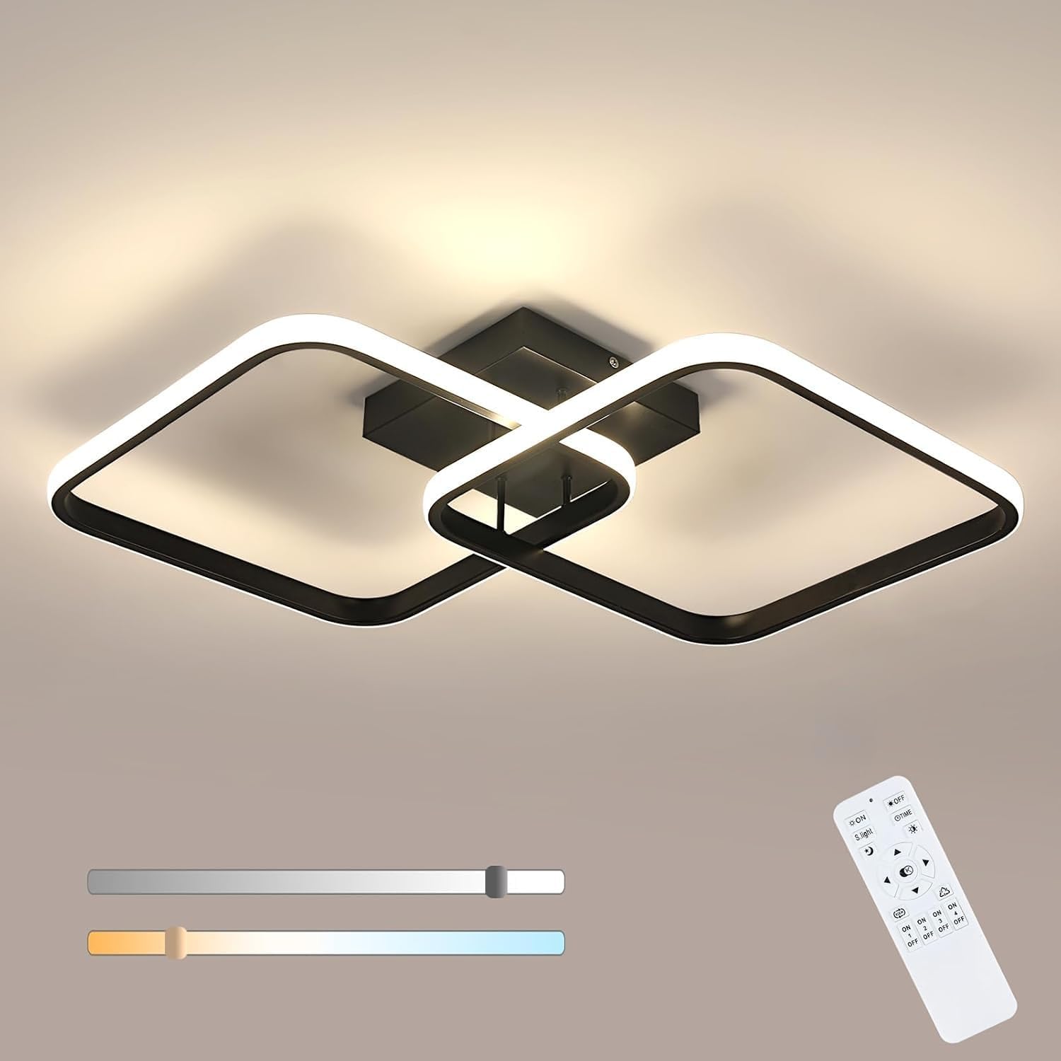 Ceiling Light - Black Aluminium Frame, Tunable and Dimmable