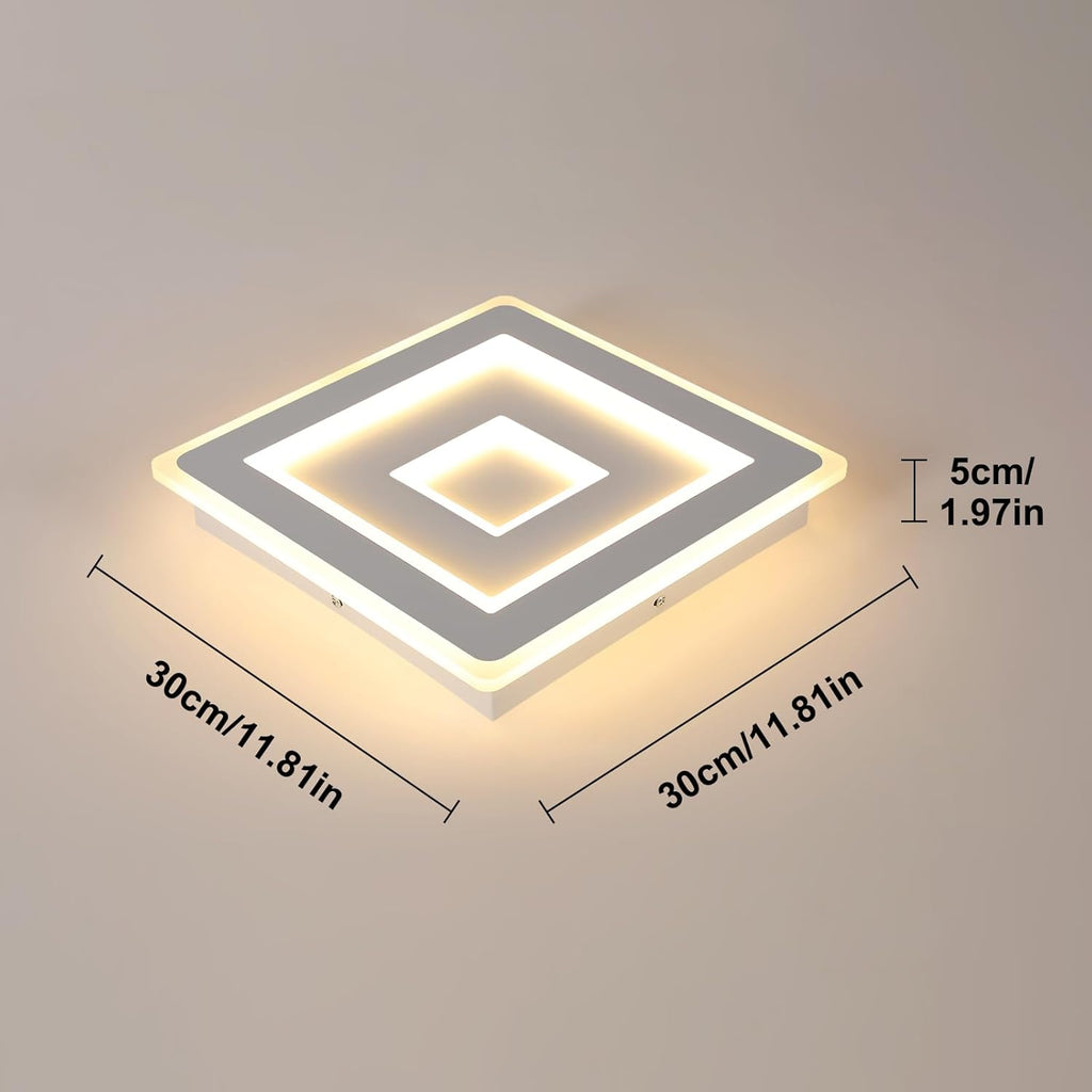 Ceiling Light - White Acrylic Frame, Warm Light