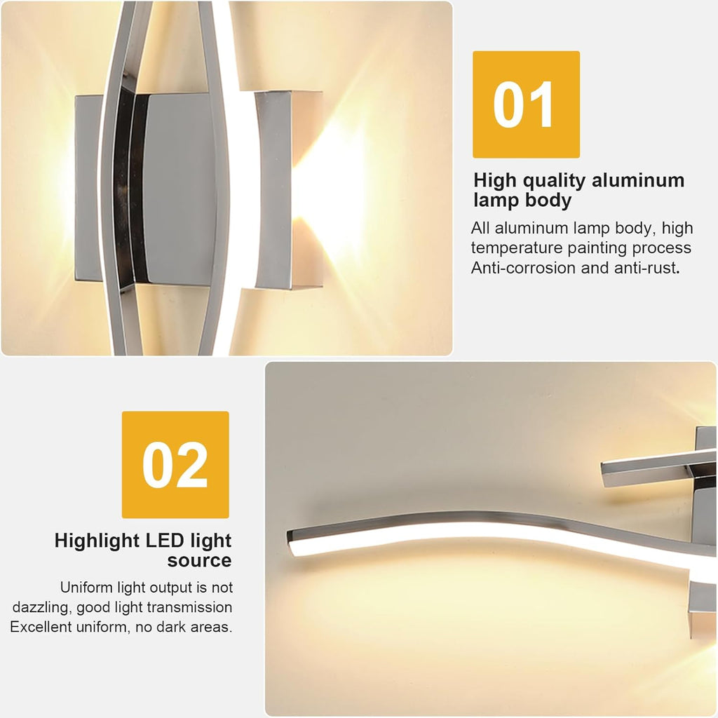 Wall Light - Chrome Aluminium Frame, Warm Light