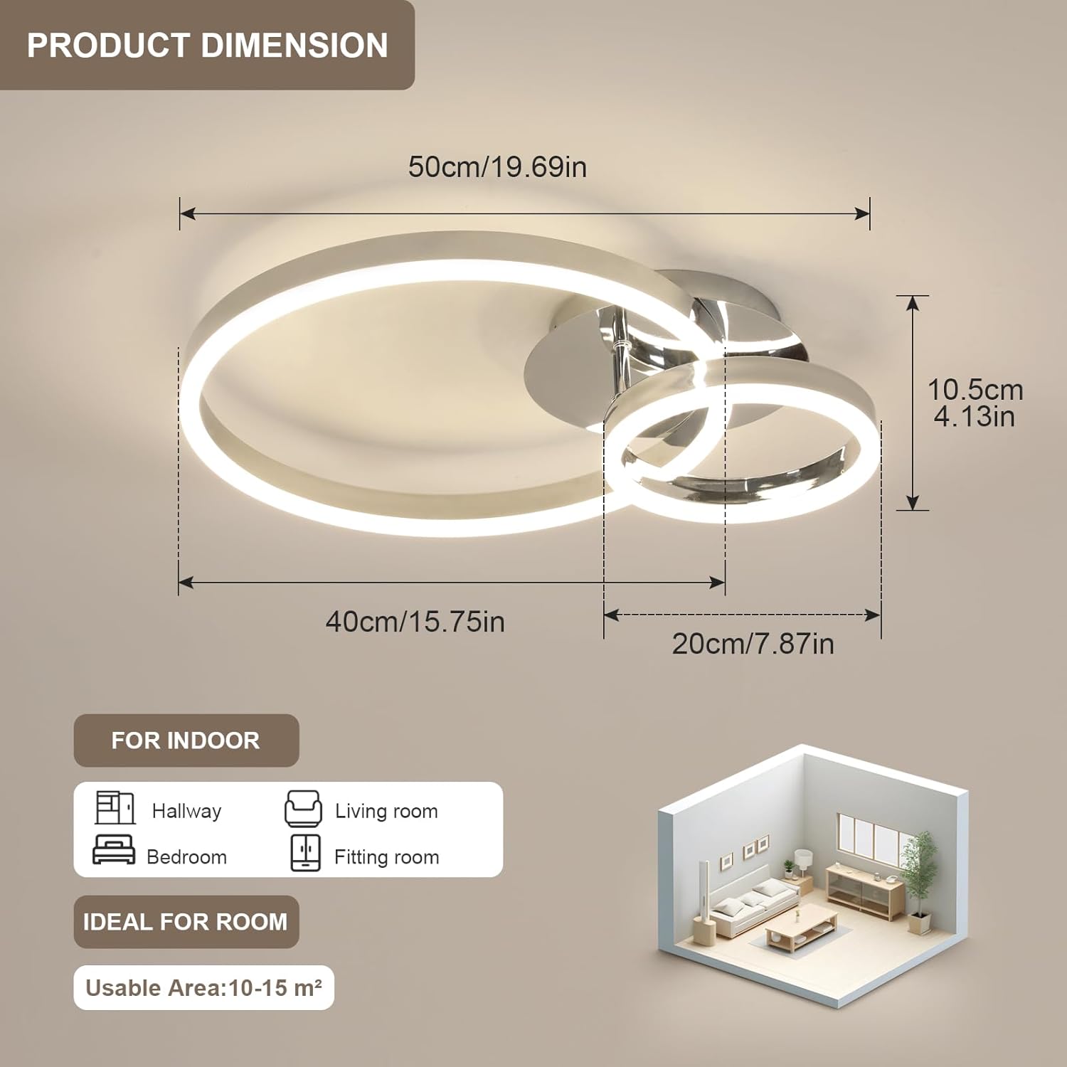 Ceiling Light - Chrome Acrylic Frame, Natural Light
