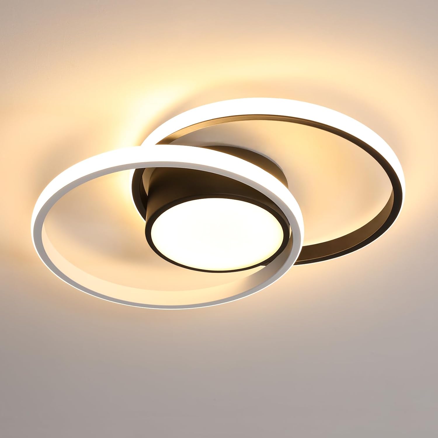 Ceiling Light - Black & White Metal Frame, Warm Light