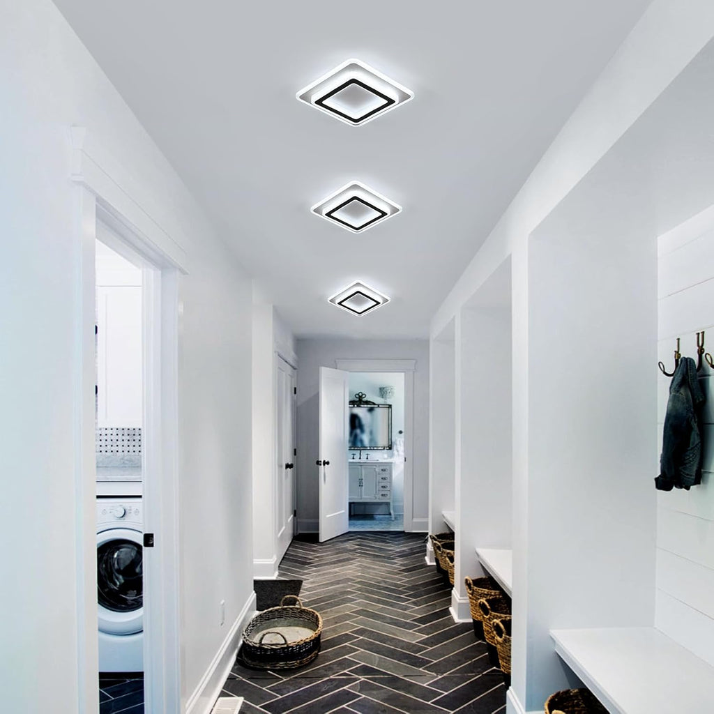 Ceiling Light - Black & White Acrylic Frame, White Light