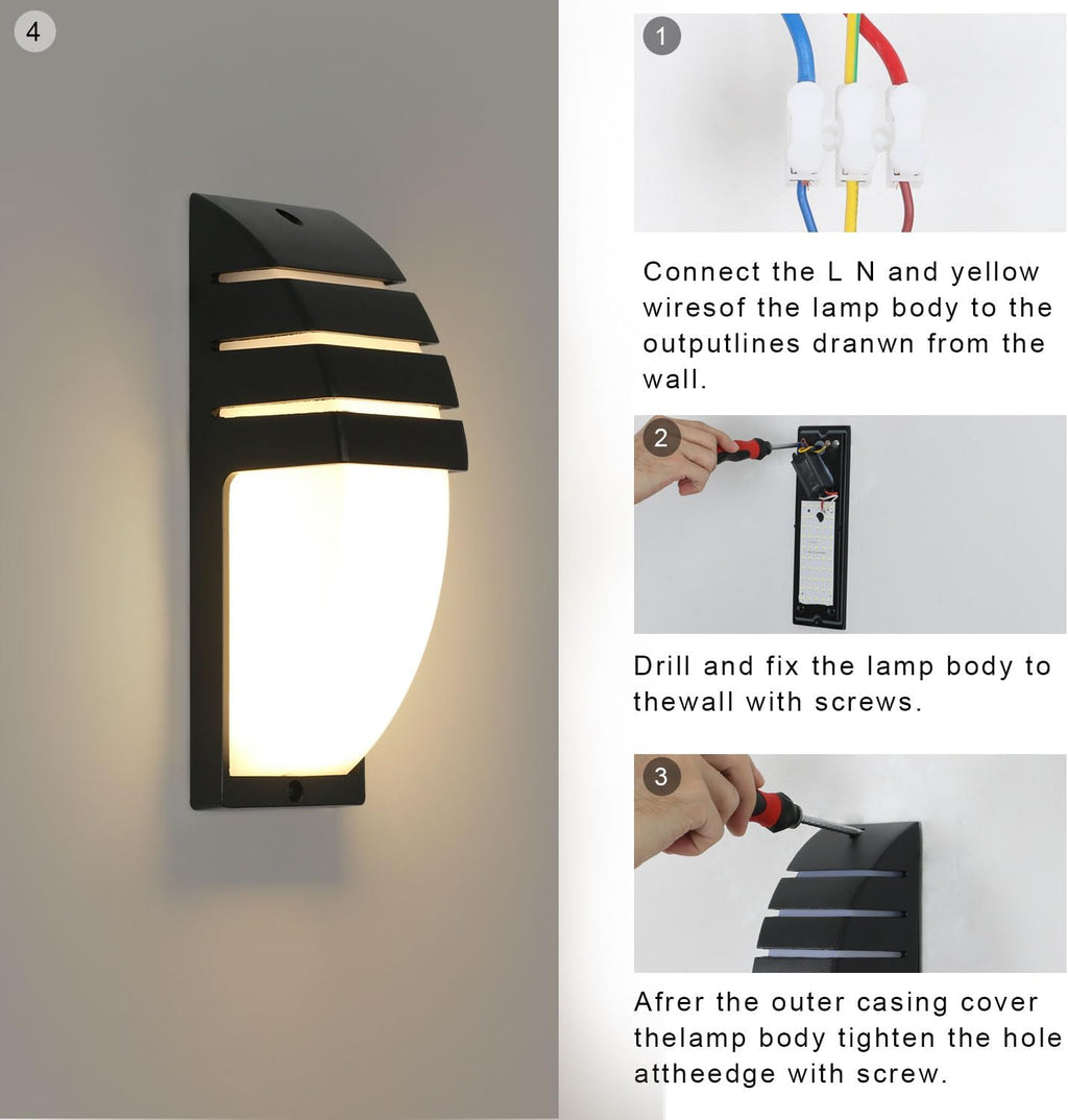 Wall Light - Black Aluminium Frame, Warm Light