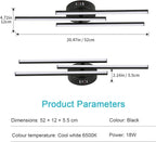 Ceiling Light - Black Aluminium Frame, White Light