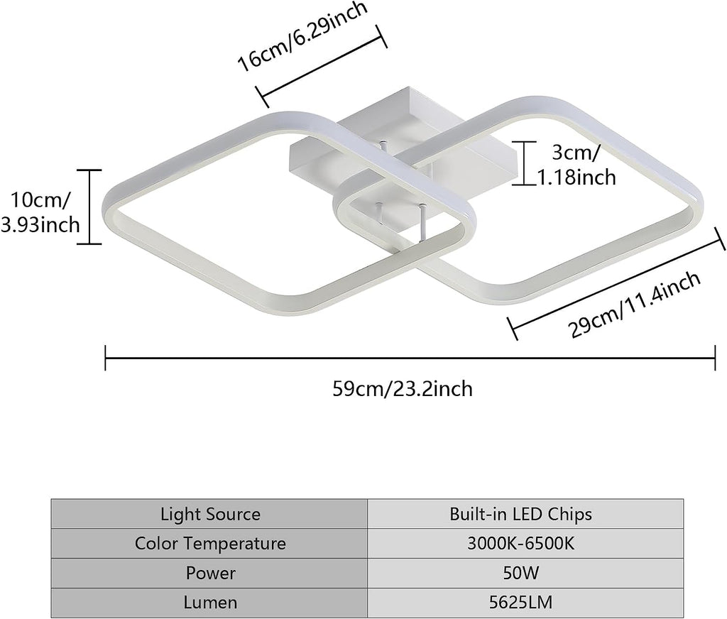 Ceiling Light - White Aluminium Frame, Tunable and Dimmable
