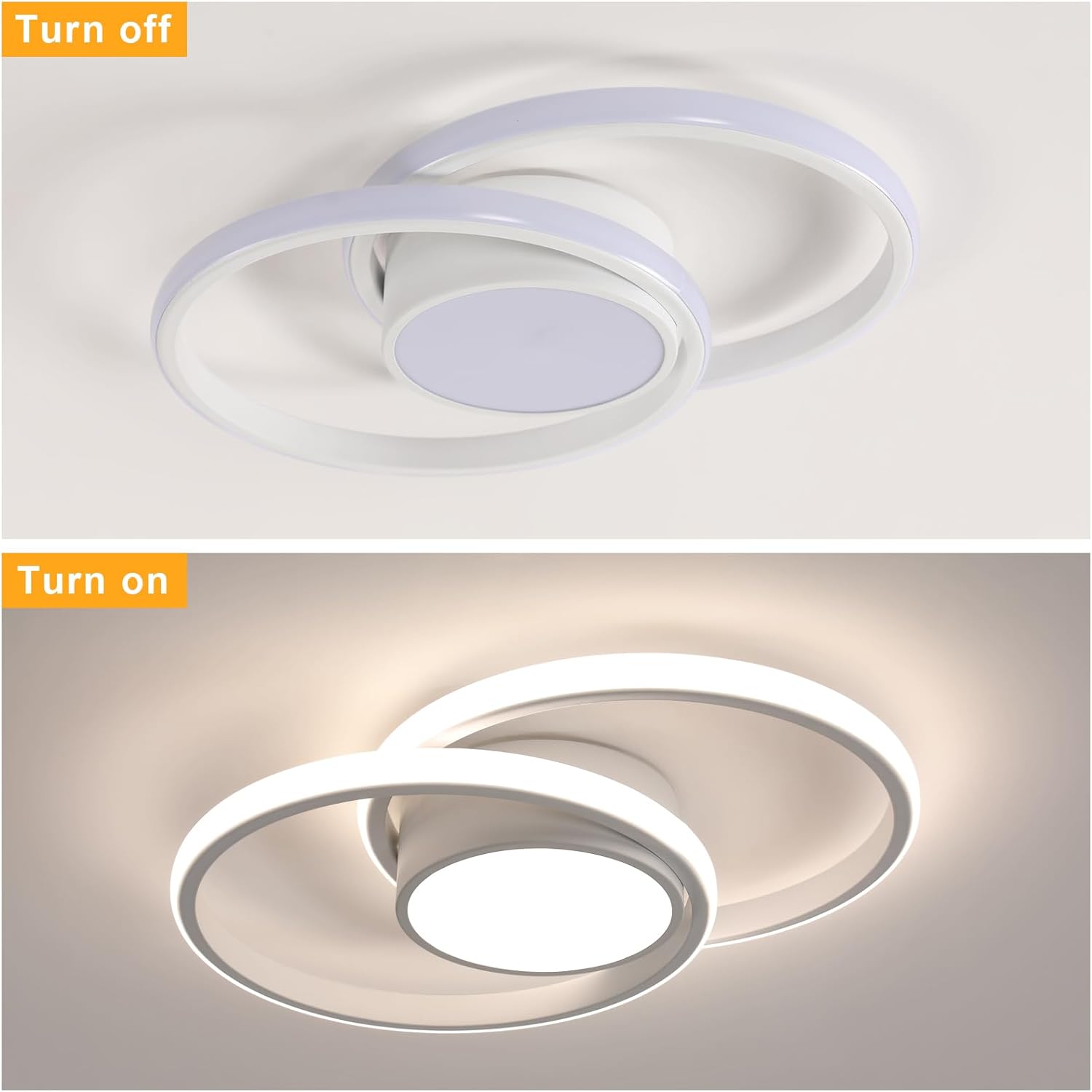 Comely Plafonnier LED, Rond Lampe de plafond 42W, Moderne Luminaire Plafonnier pour Couloir Coucher Salle de Bains Cuisine Salon, Lumière Naturelle 4500K, Longueur 40cm, Blanc