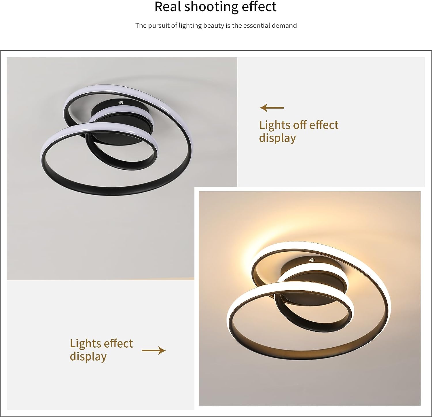 Ceiling Light - Black Aluminium Frame, Warm Light
