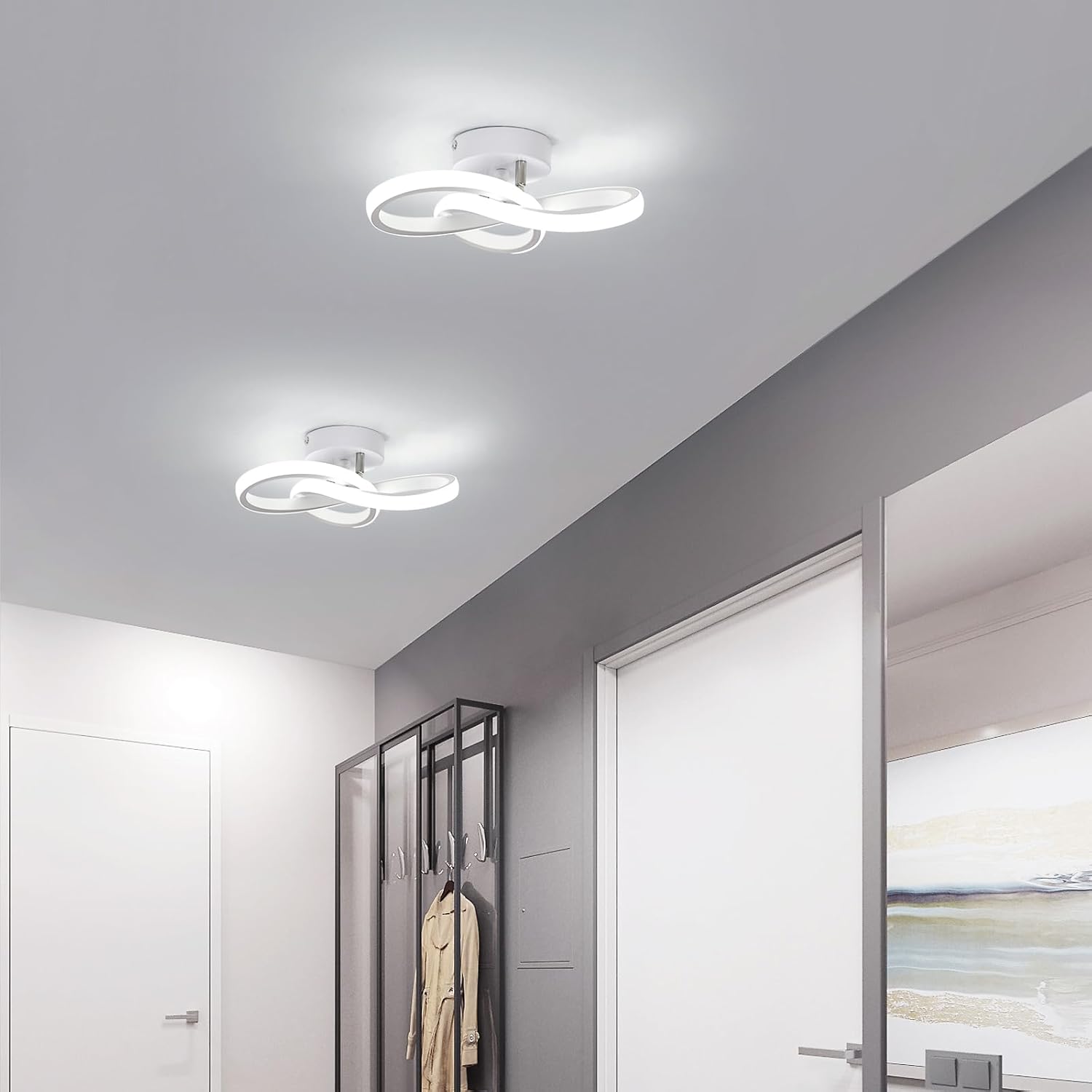 Ceiling Light - White Aluminium Frame, White Light