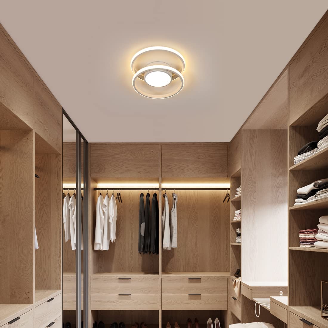 Ceiling Light - White Metal Frame, Warm Light