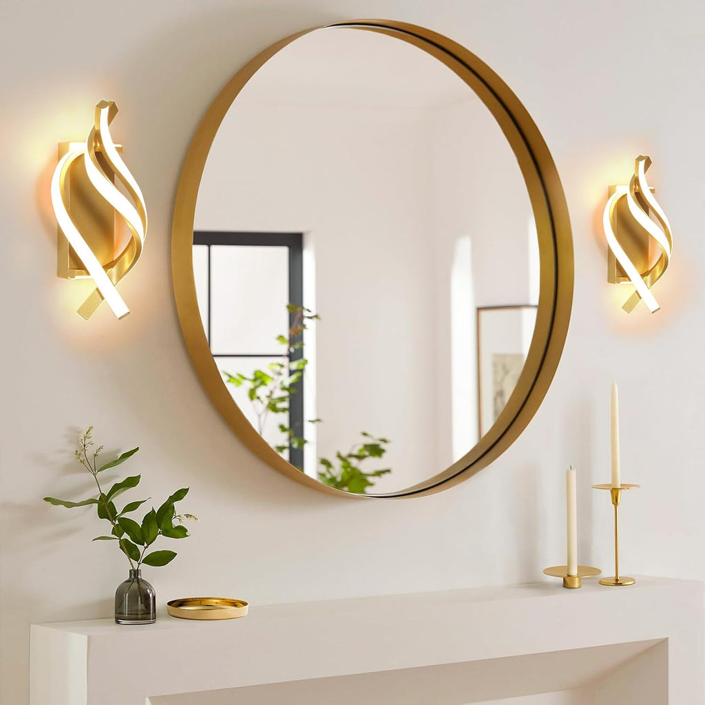 Lampada da Parete - Struttura in Alluminio Dorato, Luce Calda
