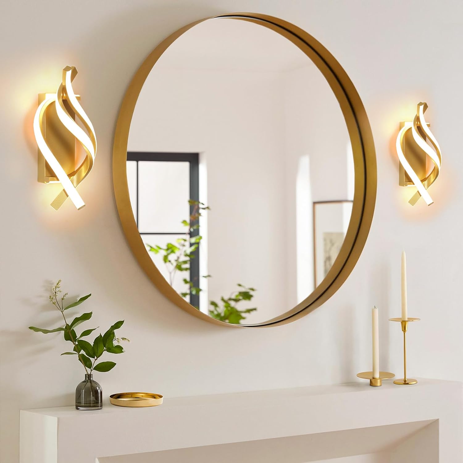 Lampada da Parete - Struttura in Alluminio Dorato, Luce Calda