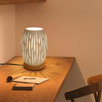 Comely Lampe de Table de Chevet pour Salon de Chambre, Blanc Base de Cage Métal Moderne en Bois E27 Petite Lumière Décorative Latérale d'intérieur (Ampoule Non Incluse) (Classe énergétique E