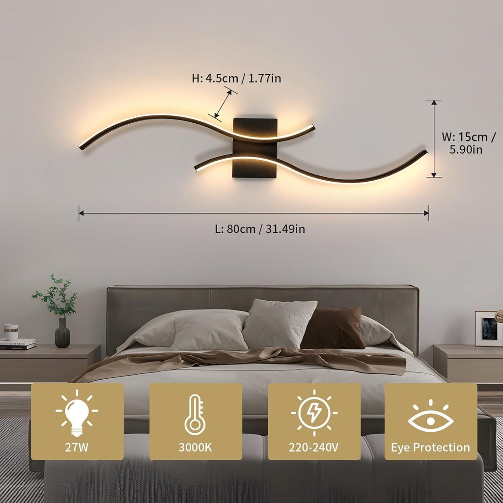 Applique - Telaio in alluminio nero, luce calda