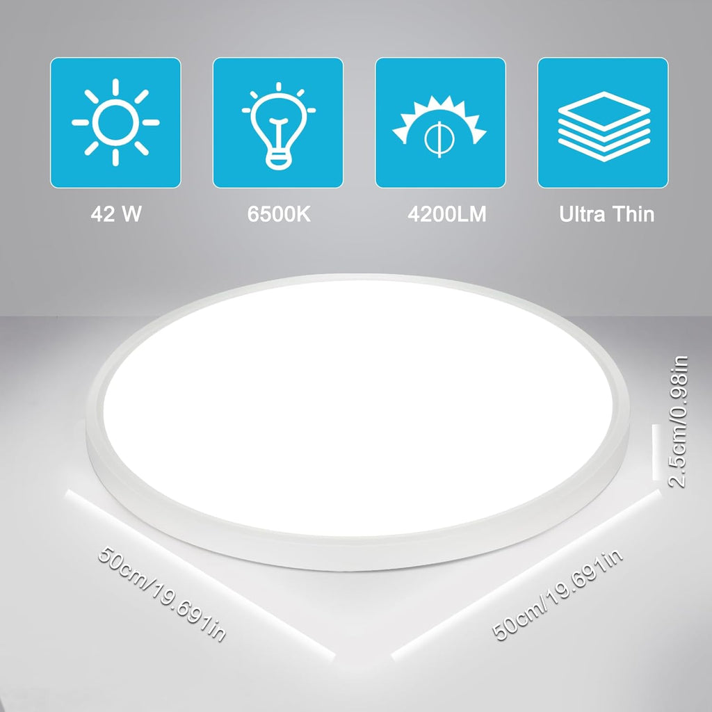 Ceiling Light - White Plastic Frame, White Light