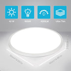 Ceiling Light - White Plastic Frame, White Light