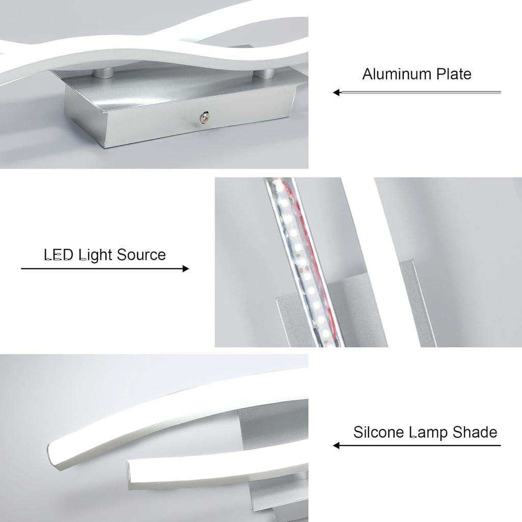 Applique - Telaio in Alluminio Argento, Luce Bianca