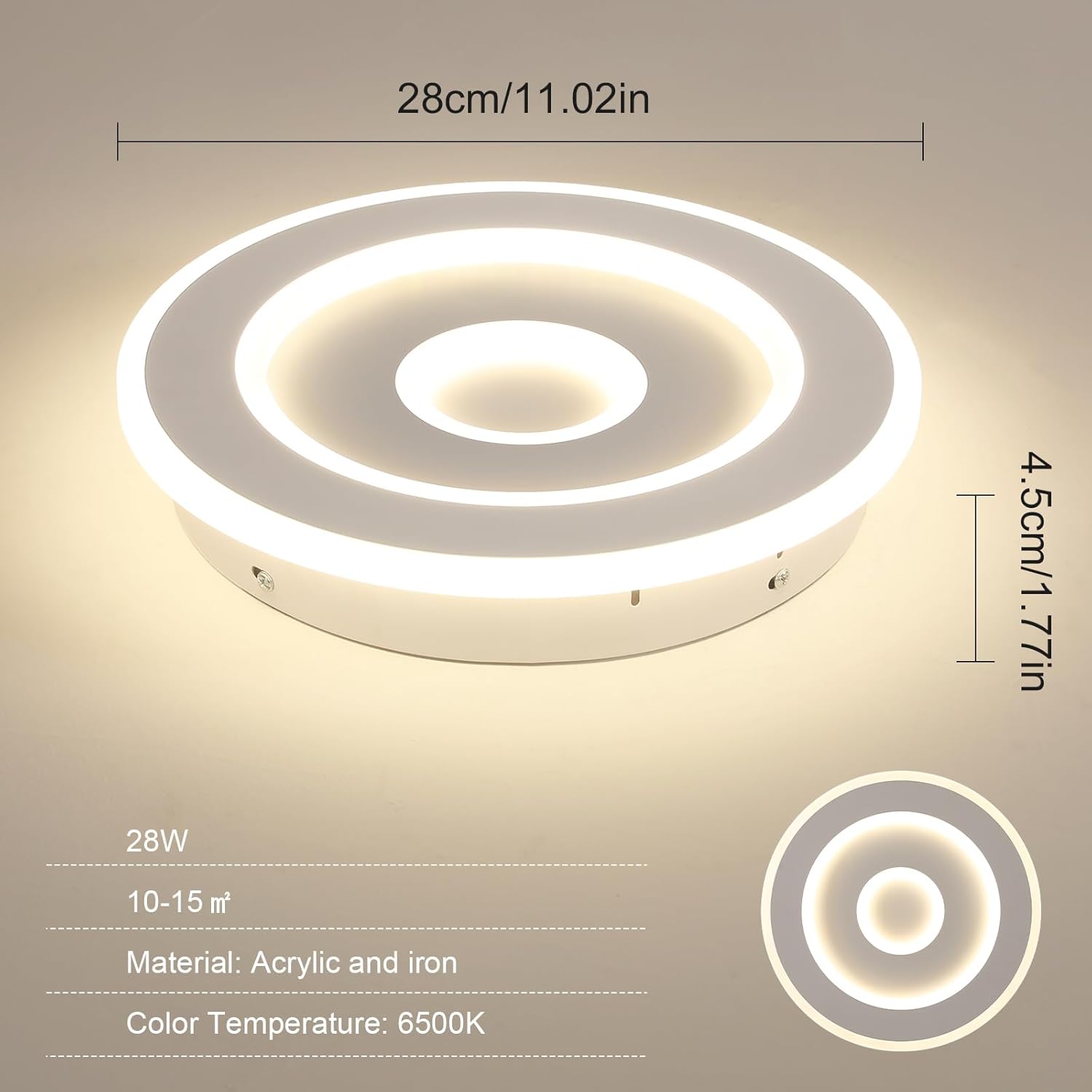 Plafoniera - Struttura in acrilico bianco, luce naturale