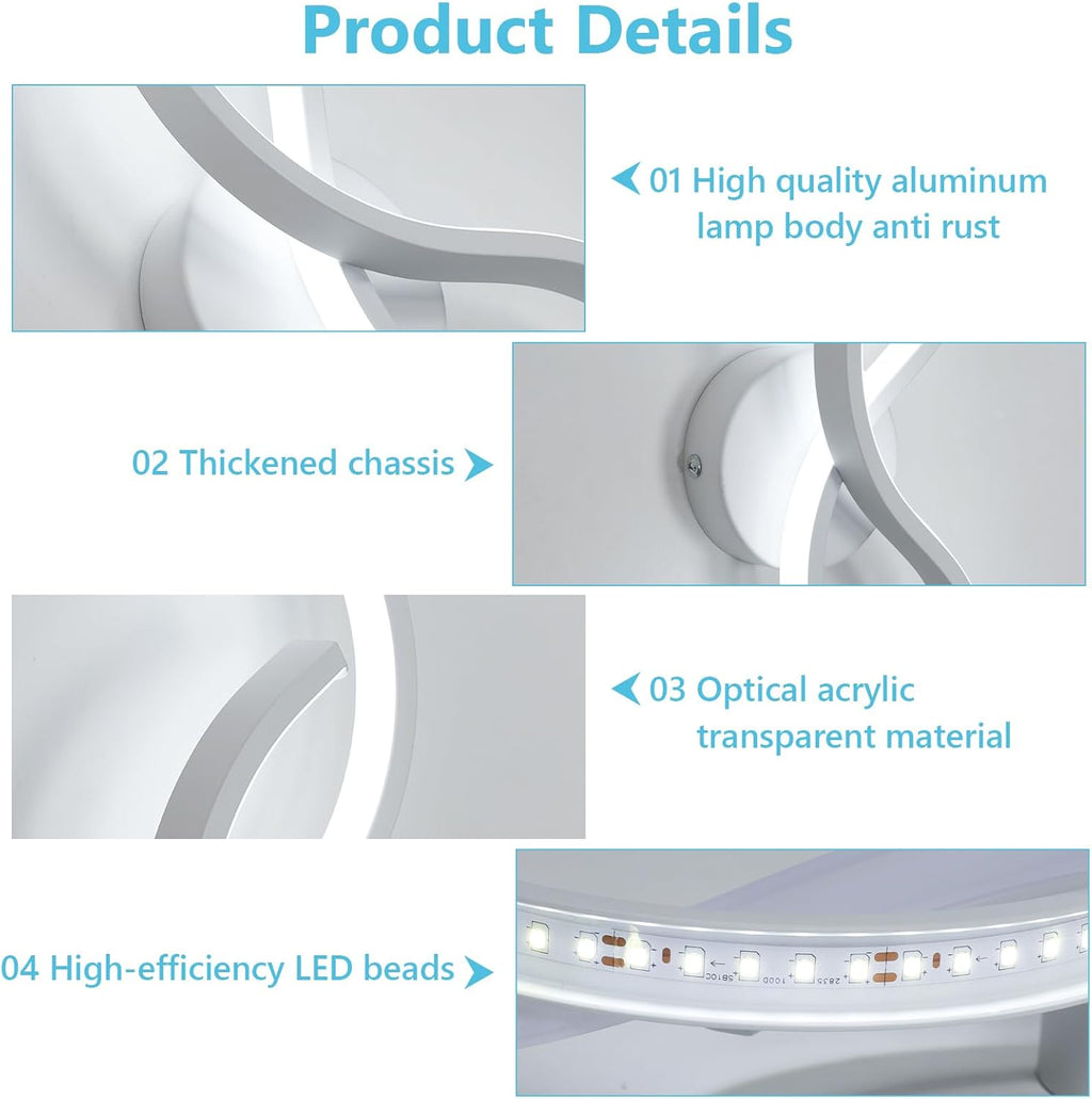 Wall Light - White Aluminium Frame, White Light