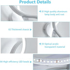 Wall Light - White Aluminium Frame, White Light