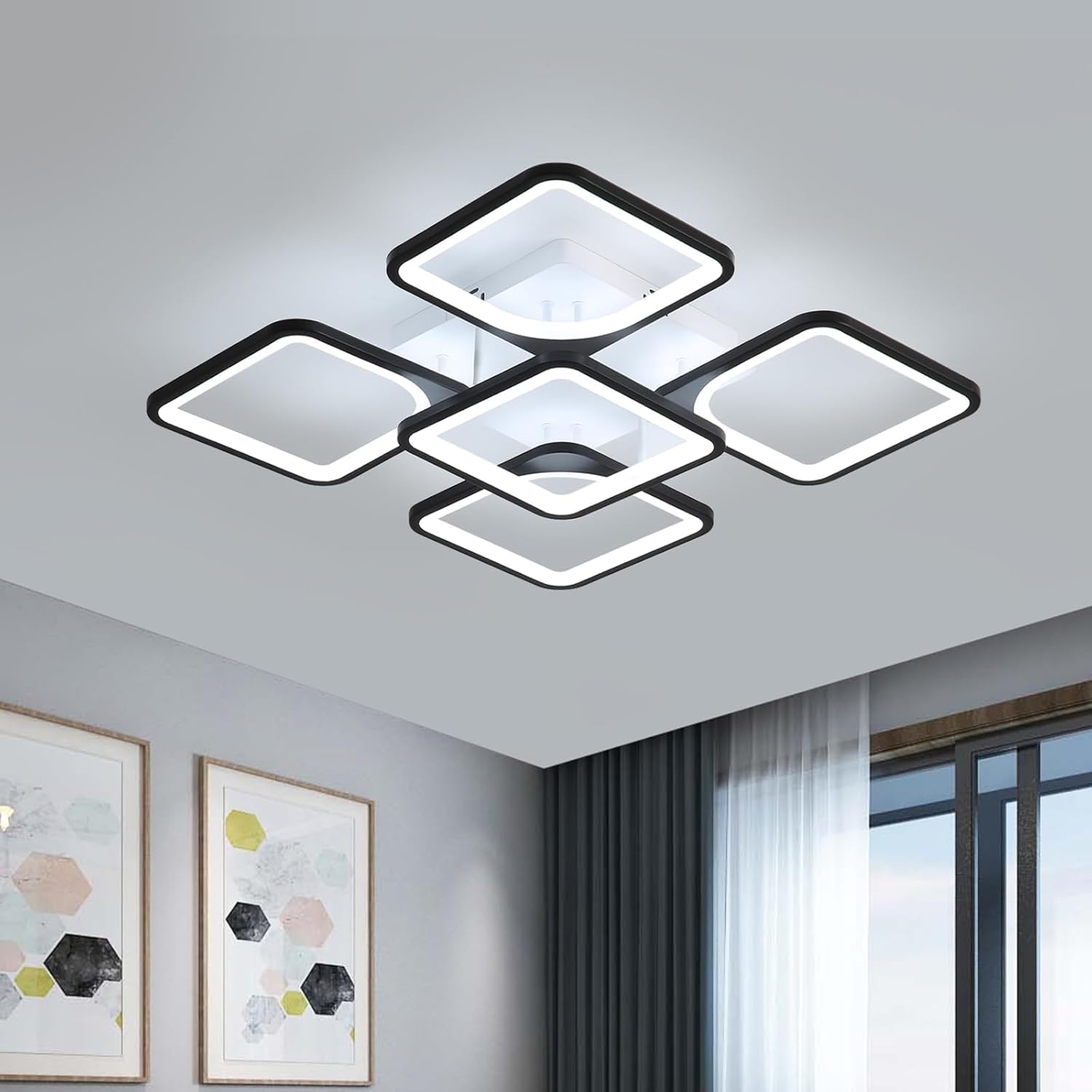 Ceiling Light - Black Acrylic Frame, Tunable and Dimmable