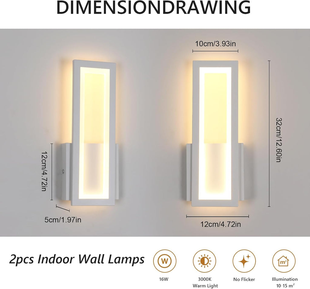 Wall Light - White Acrylic Frame, Warm Light