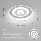 Comely Plafonnier LED Rond Moderne, 28W 28cm Lampe de Plafond LED, Blanc Luminaire Plafonnier Intérieur pour Chambre à Coucher, Salon, Couloir, Lumière Blanche Froide 6500K