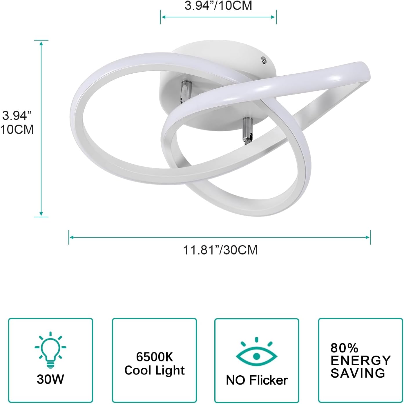 Comely LED Ceiling Light Modern Design Bedroom Ceiling Lamp, White, 30W 3300LM, Dia30cm, For Bedroom, Kitchen, Balcony, Corridor, Office, Hallway