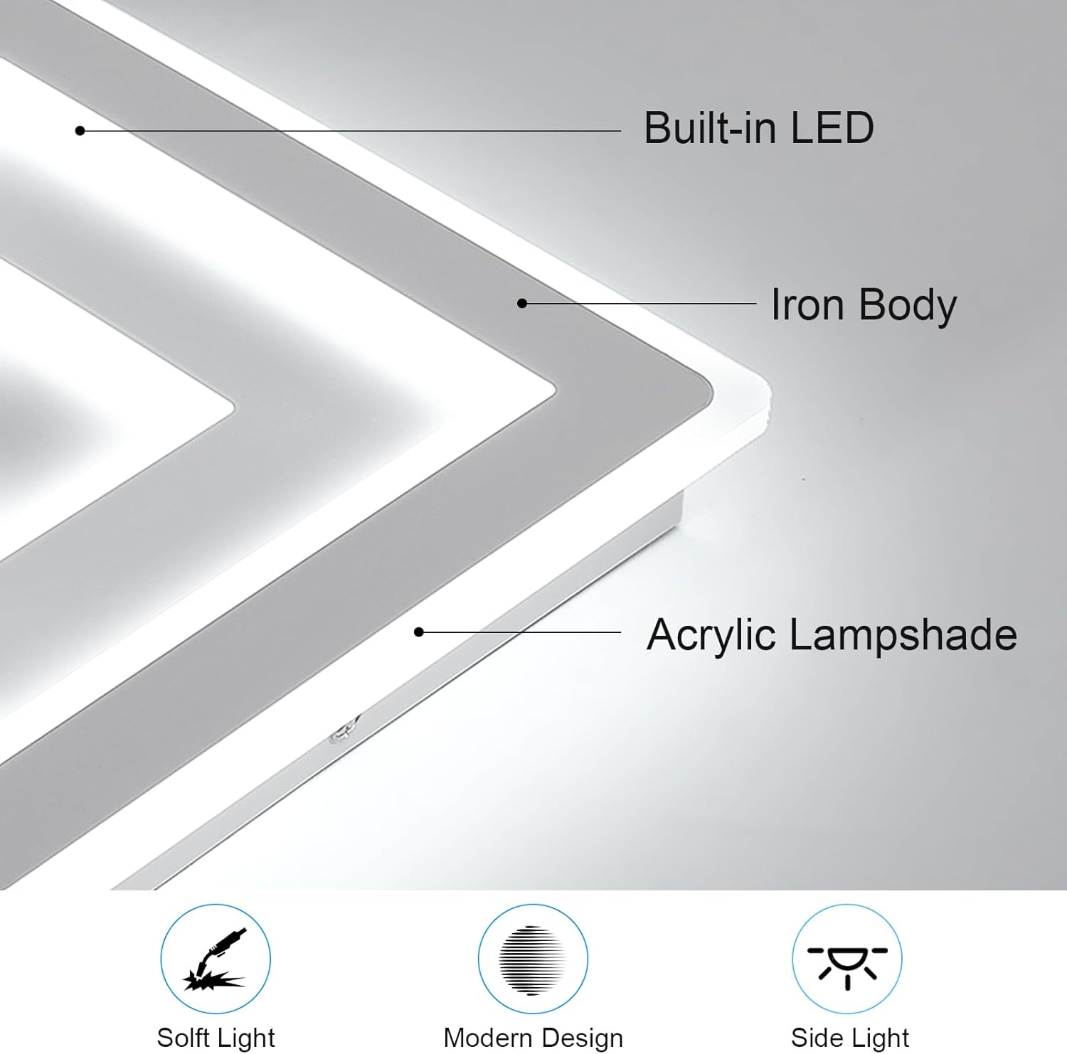 Comely Plafonnier LED Carré Moderne, 36W 28cm Lampe de Plafond LED, Blanc Luminaire Plafonnier Intérieur pour Chambre à Coucher, Salon, Couloir, Lumière Blanche Froide 6500K
