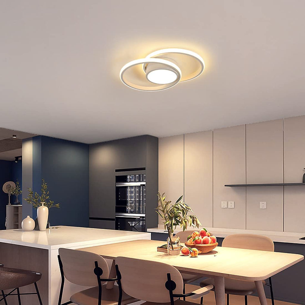 Ceiling Light - White Metal Frame, Warm Light