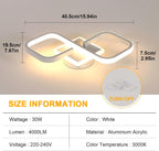 Comely Plafonnier LED Carré Moderne, 36W 4050LM 40.5cm Lampe de Plafond LED, Acrylique Luminaire Plafonnier Intérieur Blanc pour Chambre à Coucher, Salon, Couloir, Lumière Chaude 3000K